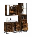 vidaXL 3 Piece Bathroom Furniture Set Smoked Oak Engineered Wood — V0672139775