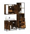 vidaXL 3 Piece Bathroom Furniture Set Smoked Oak Engineered Wood — V0672139776