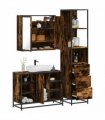 vidaXL 3 Piece Bathroom Furniture Set Smoked Oak Engineered Wood — V0672139777
