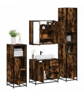 vidaXL 4 Piece Bathroom Furniture Set Smoked Oak Engineered Wood — V0672139778
