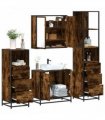 vidaXL 4 Piece Bathroom Furniture Set Smoked Oak Engineered Wood — V0672139779