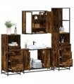 vidaXL 4 Piece Bathroom Furniture Set Smoked Oak Engineered Wood — V0672139780
