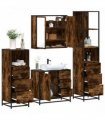 vidaXL 4 Piece Bathroom Furniture Set Smoked Oak Engineered Wood — V0672139781