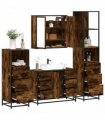 vidaXL 4 Piece Bathroom Furniture Set Smoked Oak Engineered Wood — V0672139782