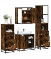 vidaXL 4 Piece Bathroom Furniture Set Smoked Oak Engineered Wood — V0672139783
