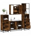 vidaXL 4 Piece Bathroom Furniture Set Smoked Oak Engineered Wood — V0672139784