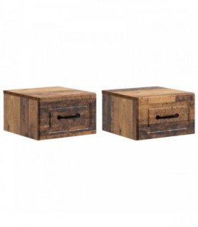 vidaXL Wall-Mounted Bedside Cabinet 2 pcs Old Wood 34.5 x 33 x 20 cm — V0672140320