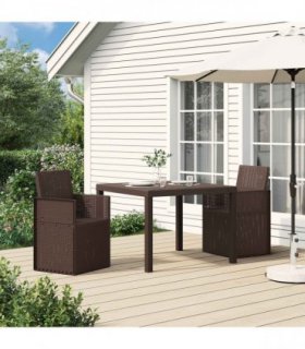 vidaXL Garden Dining Chairs 2 pcs Brown PP