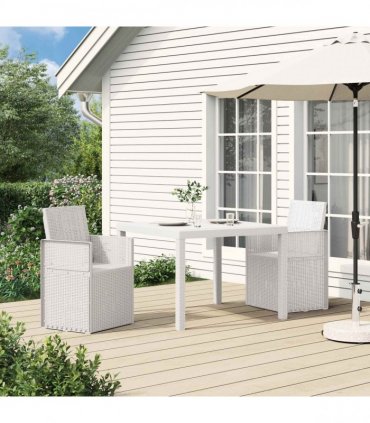 vidaXL Garden Dining Chairs 2 pcs White PP