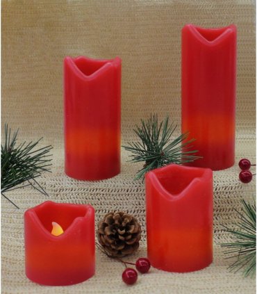 Set of 4 Flameless LED Candles Red