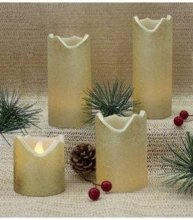 Set of 4 Flameless LED Candles Gold