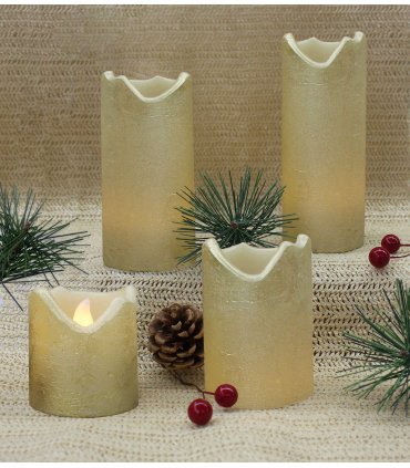 Set of 4 Flameless LED Candles Gold