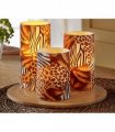 LED Wax Candle Set of 3 Afreica Design — Colour: Brown