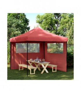 vidaXL Foldable Party Tent Pop-Up with 2 Sidewalls Burgundy