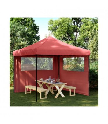 vidaXL Foldable Party Tent Pop-Up with 2 Sidewalls Burgundy