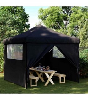 vidaXL Party Tent Folding Black 292 x 292 x 315 cm Oxford Fabric — Model: with 4 sidewalls