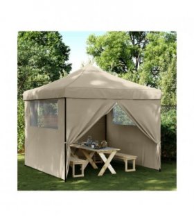 vidaXL Foldable Party Tent Pop-Up with 4 Sidewalls Taupe