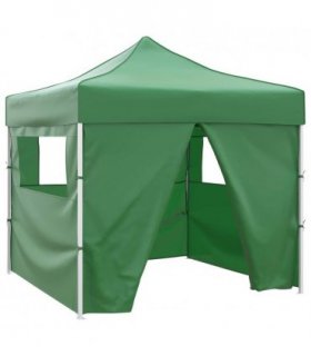 vidaXL Party Tent Folding Green 291 x 291 x 315 cm Oxford Fabric — Model: with 4 sidewalls