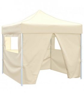 vidaXL Party Tent Folding Cream 291 x 291 x 315 cm Oxford Fabric — Model: with 4 sidewalls