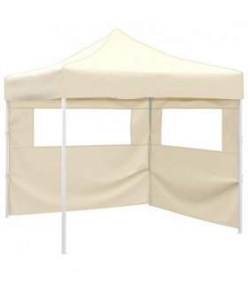 vidaXL Party Tent Folding Cream 291 x 291 x 315 cm Oxford Fabric — Model: with 2 sidewalls