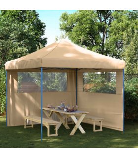 vidaXL Party Tent Folding Beige 292 x 292 x 315 cm Oxford Fabric — Model: with 2 sidewalls