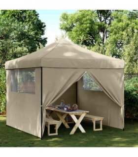 vidaXL Party Tent Folding Taupe 292 x 292 x 315 cm Oxford Fabric — Model: with 4 sidewalls