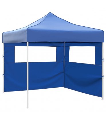 vidaXL Party Tent Folding Blue 291 x 291 x 315 cm Oxford Fabric — Model: with 2 sidewalls