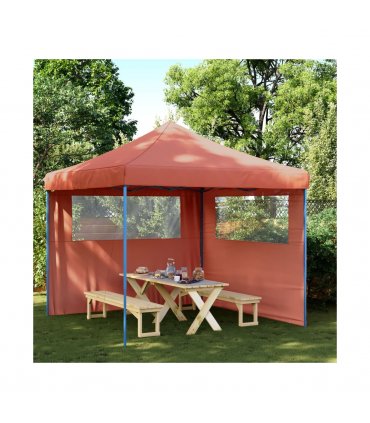 vidaXL Foldable Party Tent Pop-Up with 2 Sidewalls Terracotta