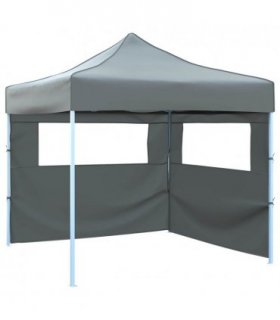 vidaXL Party Tent Folding Anthracite 291 x 291 x 315 cm Oxford Fabric — Model: with 2 sidewalls