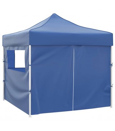 vidaXL Party Tent Folding Blue 291 x 291 x 315 cm Oxford Fabric — Model: with 4 sidewalls