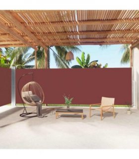 vidaXL Retractable Side Awning Brown 200x1000 cm — Size: 200 x 1000 cm