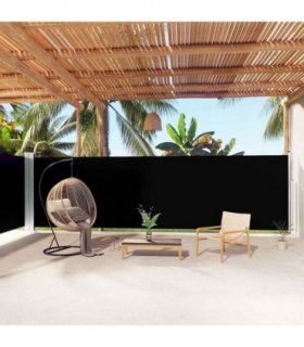 vidaXL Side Awning | Black | 100% Polyester with PU coating | Large — Size: 180 x 1000 cm