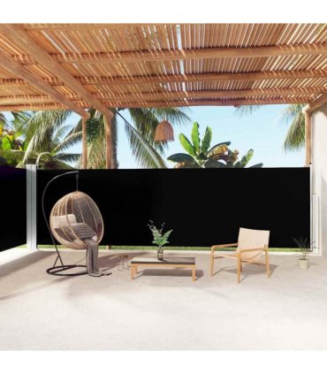 vidaXL Side Awning | Black | 100% Polyester with PU coating | Large — Size: 180 x 1000 cm