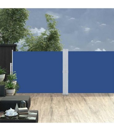 vidaXL Patio Retractable Side Awning 140x1200 cm Blue — Size: 140 x 1200 cm
