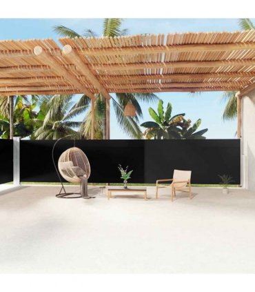 vidaXL Side Awning | Black | Polyester with PU coating, steel, aluminium — Size: 160 x 1200 cm