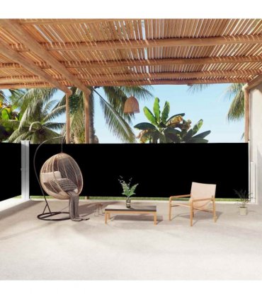 vidaXL Side Awning | Black | Polyester with PU coating, Steel, Aluminium — Size: 160 x 1000 cm