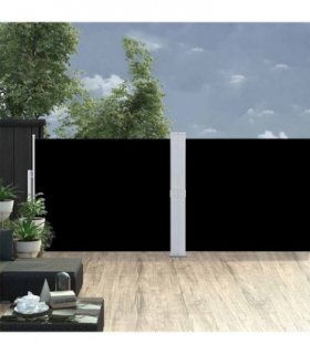 vidaXL Patio Retractable Side Awning 140x1200 cm Black — Size: 140 x 1200 cm