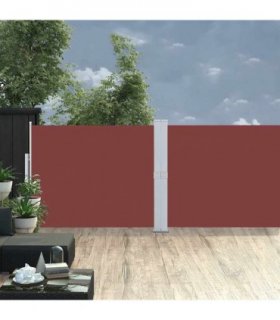 vidaXL Patio Retractable Side Awning 140x1200 cm Brown — Size: 140 x 1200 cm
