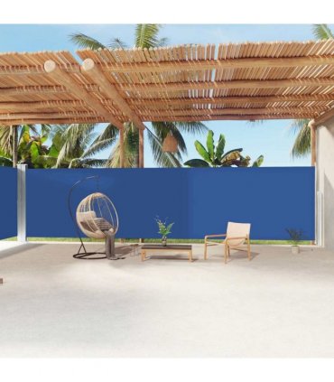 vidaXL Retractable Side Awning Blue 200x1200 cm — Size: 200 x 1200 cm