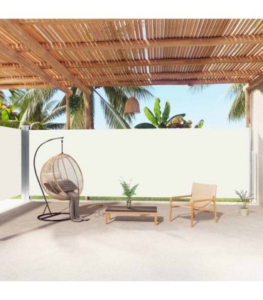 vidaXL Retractable Side Awning Cream 180x1000 cm — Size: 180 x 1000 cm — V0672154417