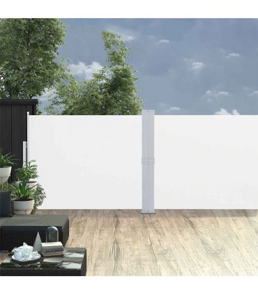 vidaXL Patio Retractable Side Awning 140x1200 cm Cream — Size: 140 x 1200 cm