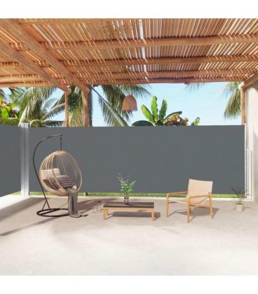 vidaXL Retractable Side Awning Anthracite 200x1000 cm — Size: 200 x 1000 cm — V0672154428