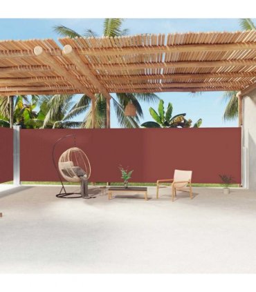 vidaXL Retractable Side Awning Brown 200x1200 cm — Size: 200 x 1200 cm
