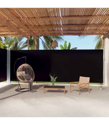 vidaXL Retractable Side Awning Black 220x1000 cm — Size: 220 x 1000 cm — V0672154439