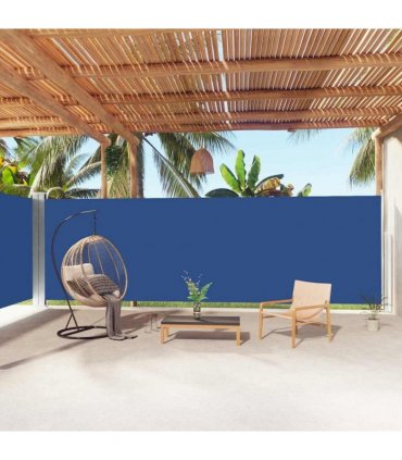 vidaXL Retractable Side Awning Blue 200x1000 cm — Size: 200 x 1000 cm