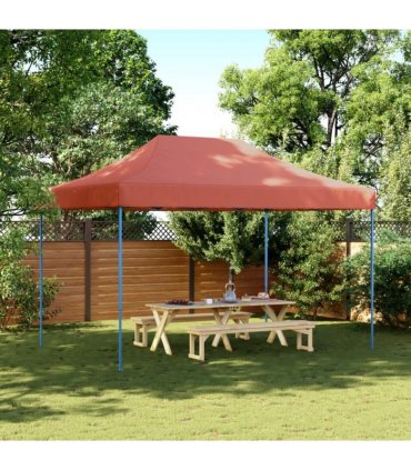 vidaXL Foldable Party Tent Pop-Up Terracotta 410x279x315 cm — Model: without sidewall
