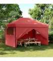 vidaXL Foldable Party Tent Pop-Up with 4 Sidewalls Burgundy