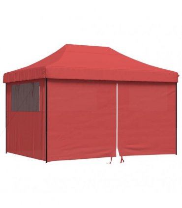 vidaXL Foldable Party Tent Pop-Up with 4 Sidewalls Burgundy