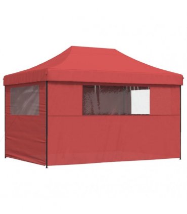 vidaXL Foldable Party Tent Pop-Up with 4 Sidewalls Burgundy