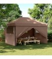 vidaXL Foldable Party Tent Pop-Up with 4 Sidewalls Brown